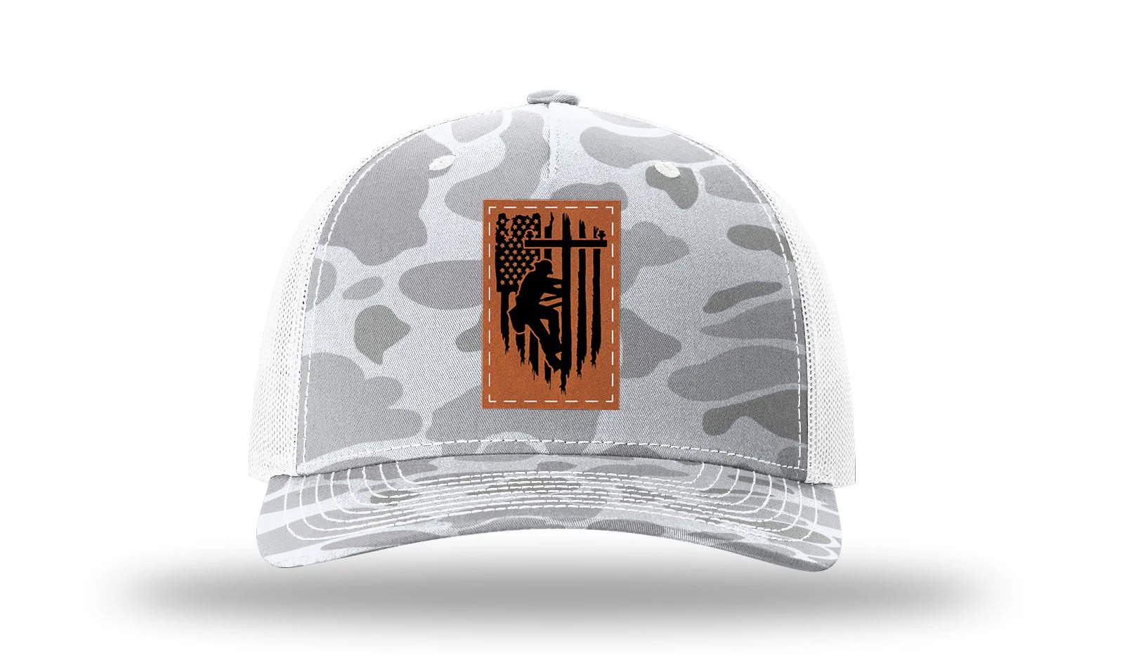 Lineman Flag Leather Patch Richardson 112PFP Hat - Image 4