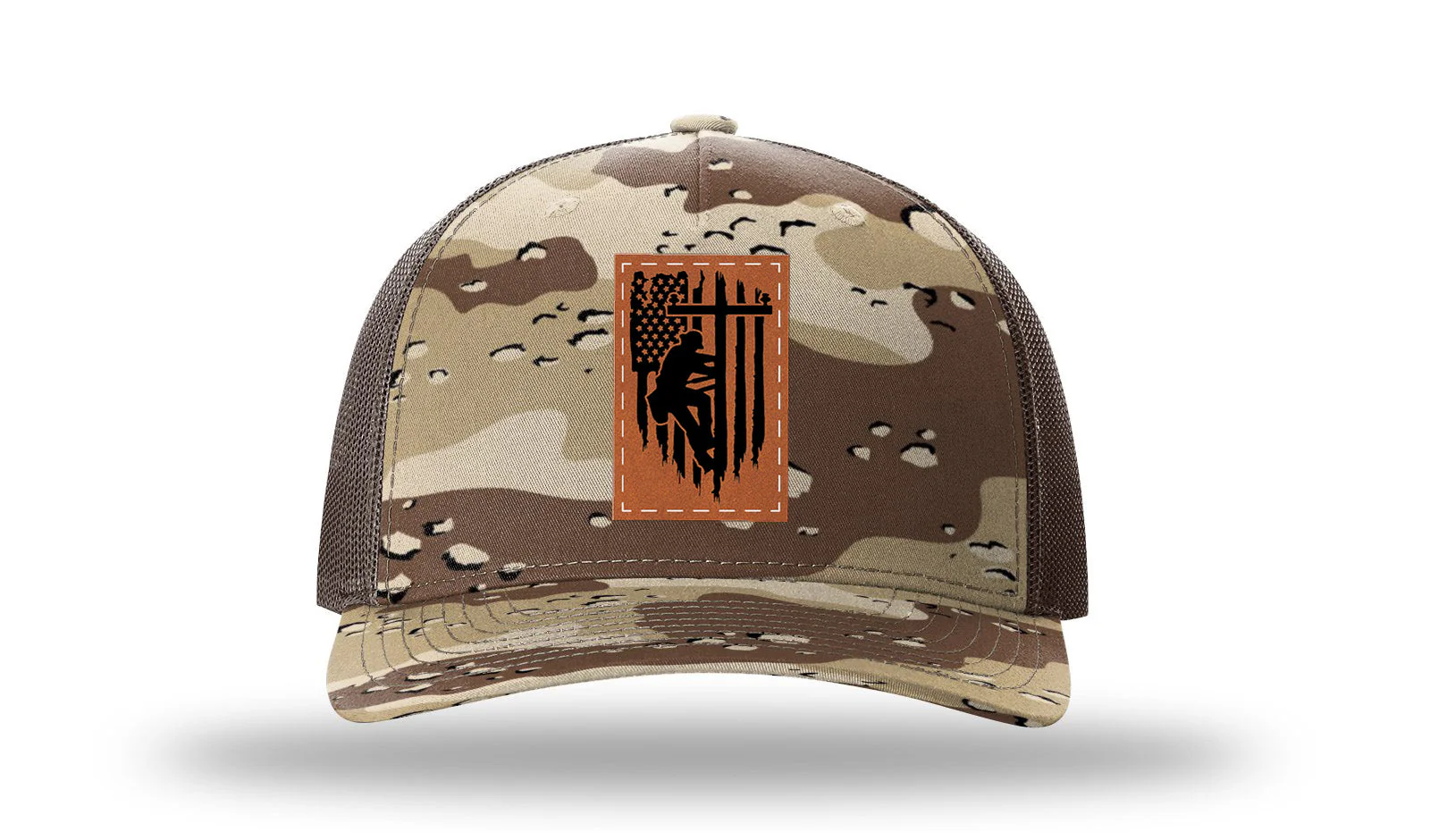 Lineman Flag Leather Patch Richardson 112PFP Hat - Image 5