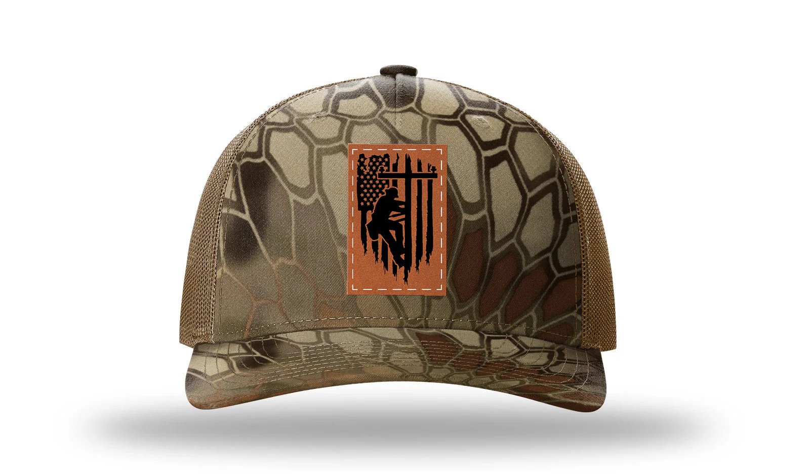 Lineman Flag Leather Patch Richardson 112PFP Hat - Image 9