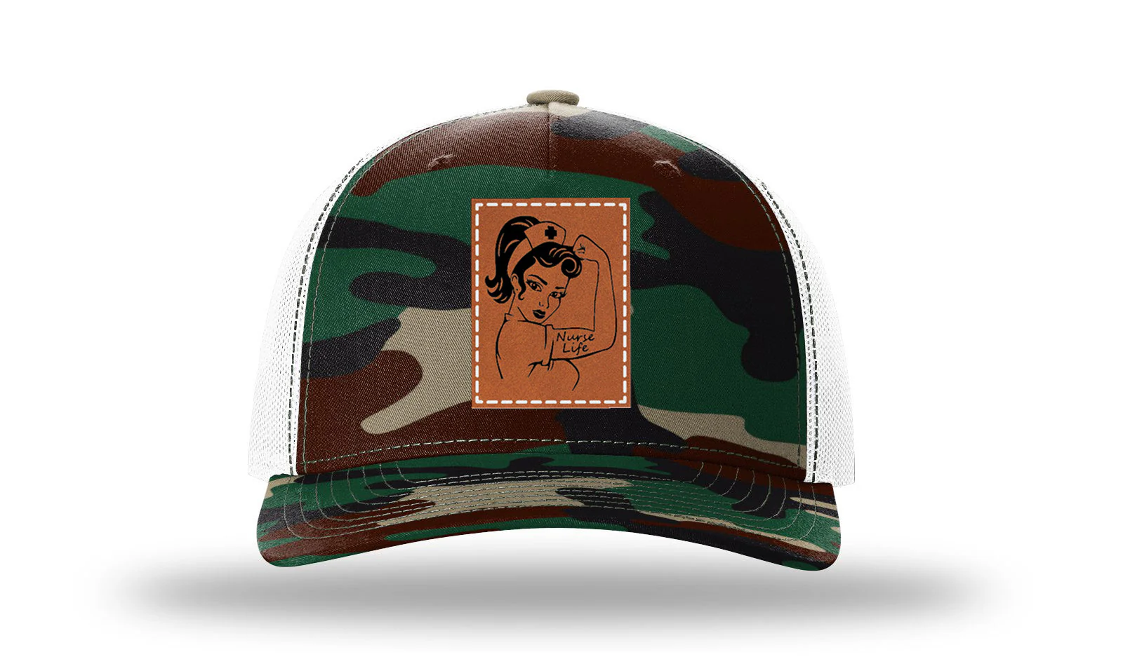Nurse Life Girl Leather Patch Richardson 112PFP Hat - Image 7