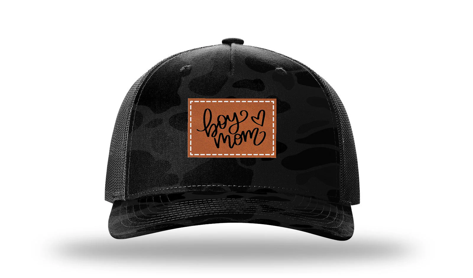 Boy Mom With Heart Leather Patch Richardson 112PFP Hat - Image 15
