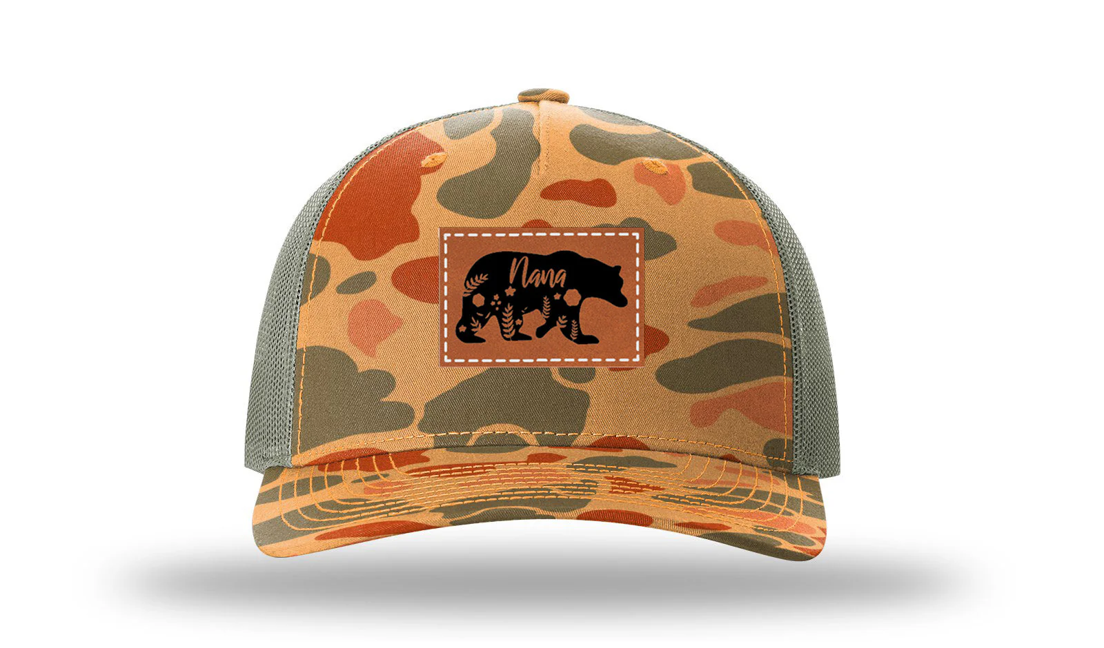 Mama Bear Floral Leather Patch Richardson 112PFP Hat - Image 17