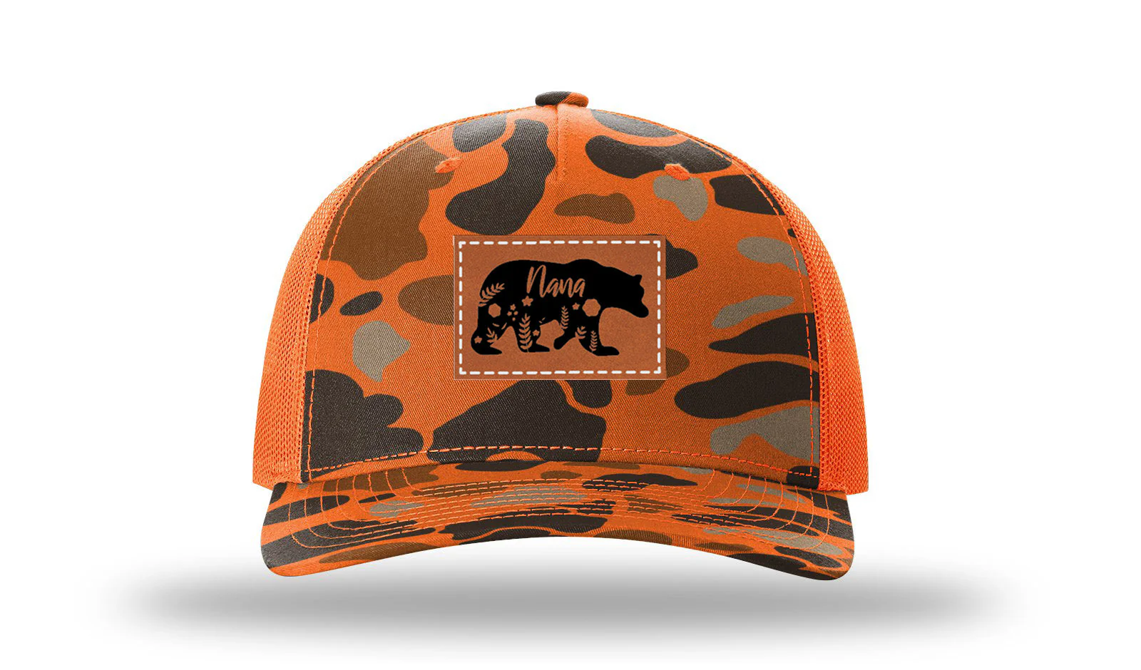 Mama Bear Floral Leather Patch Richardson 112PFP Hat - Image 3
