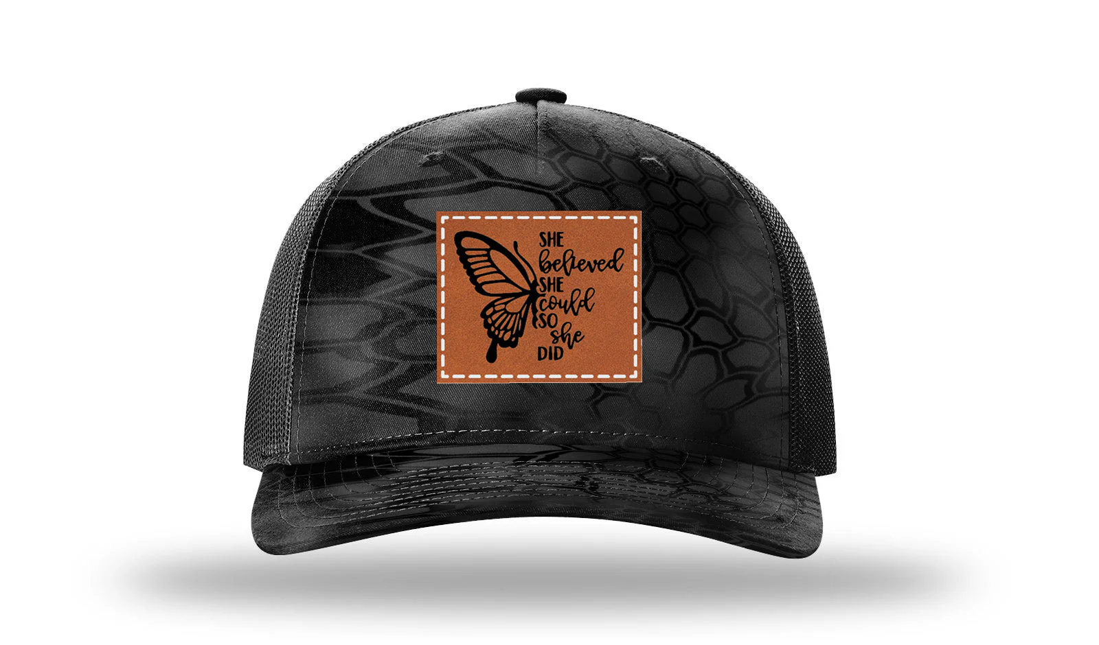 She Believed She Could Leather Patch Richardson 112PFP Hat - Image 10