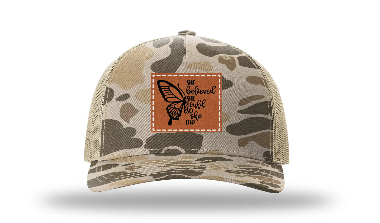 She Believed She Could Leather Patch Richardson 112PFP Hat - Image 8