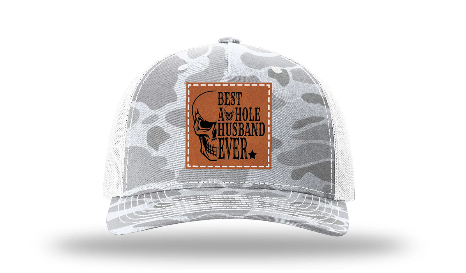 Best Asshole Husband Ever Leather Patch Richardson 112PFP Hat - Image 4