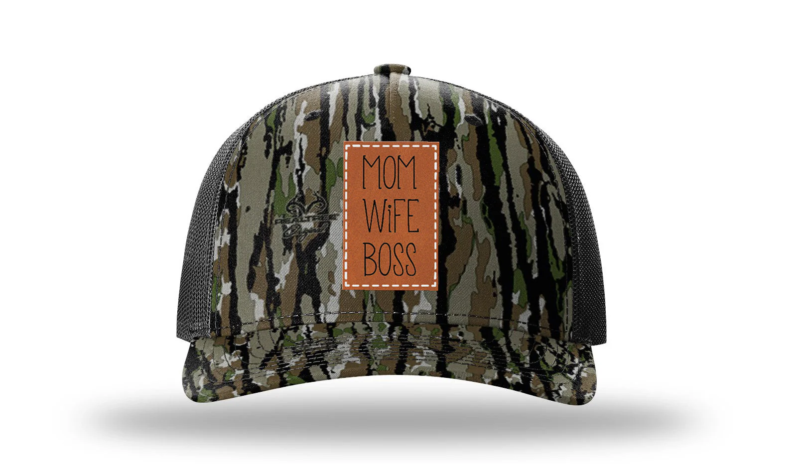 Mom Wife Boss Leather Patch Richardson 112PFP Hat - Image 14