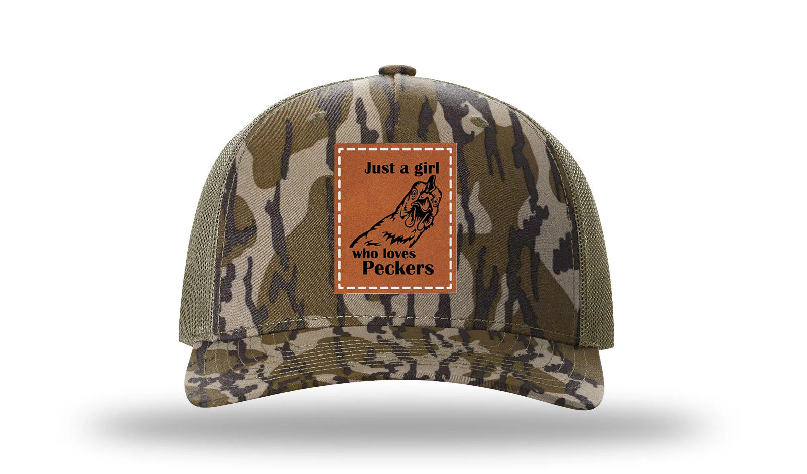 Just A Girl Who Loves Peckers Leather Patch Richardson 112PFP Hat - Image 12
