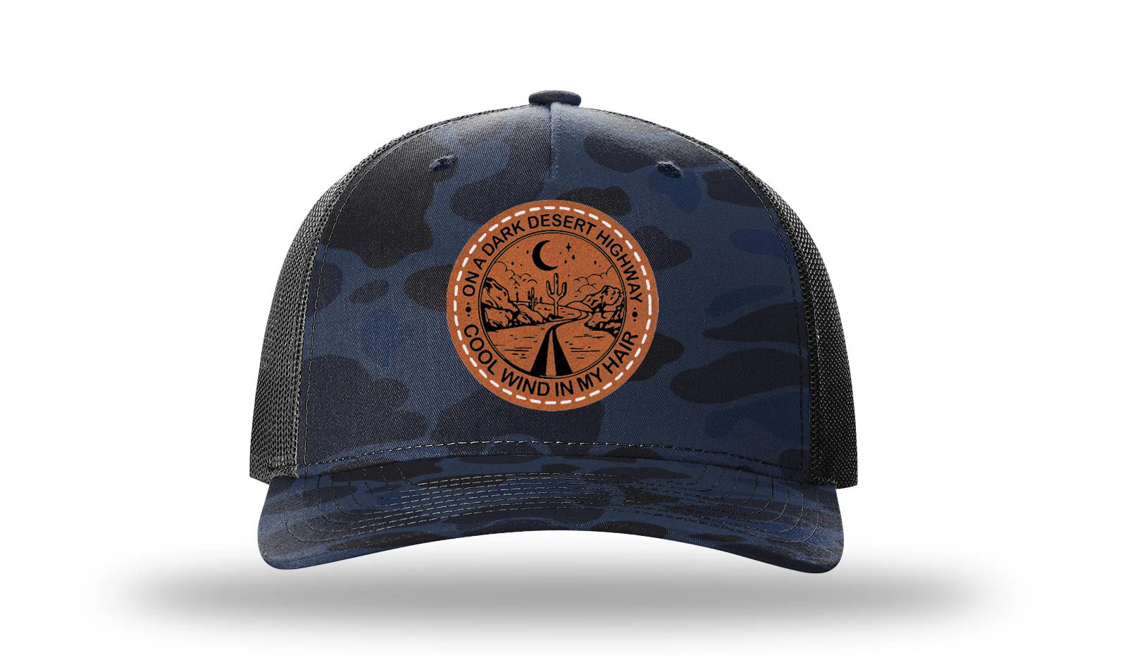 On A Dark Desert Highway Leather Patch Richardson 112PFP Hat - Image 11