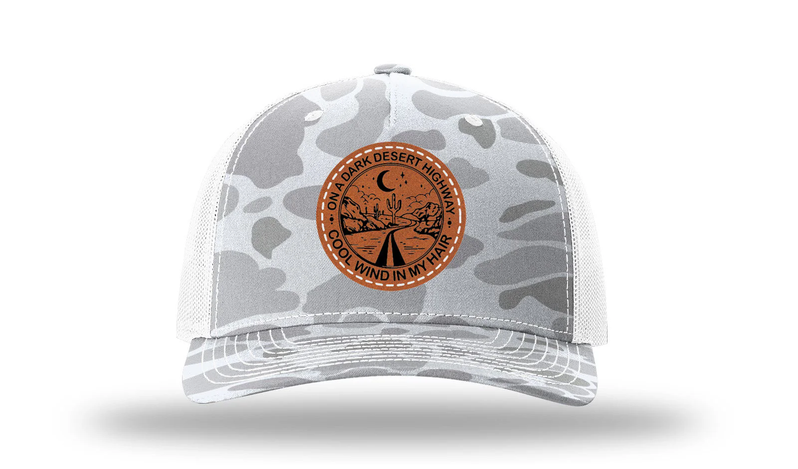 On A Dark Desert Highway Leather Patch Richardson 112PFP Hat - Image 4