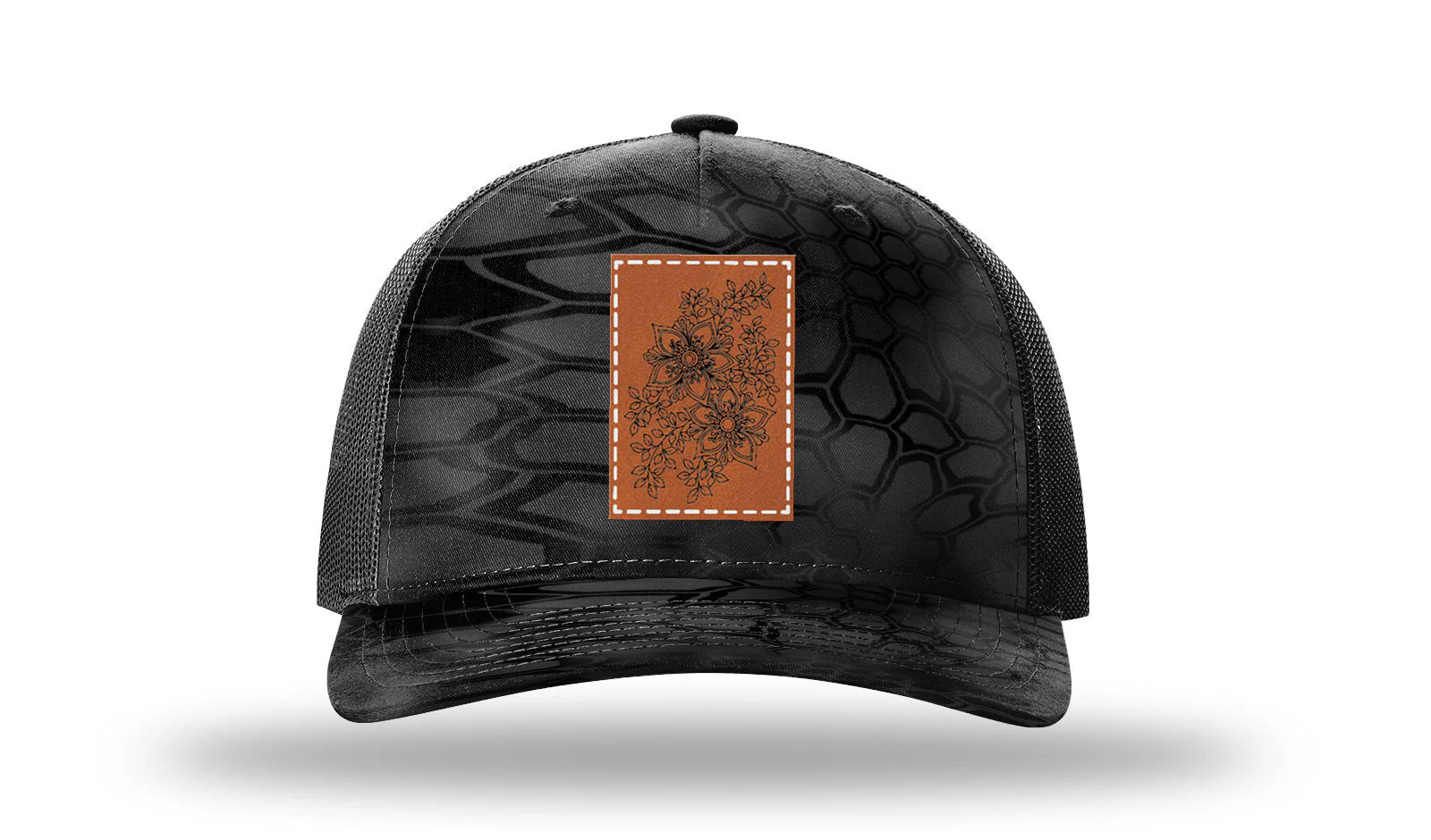 Cherry Blossom Flower Leather Patch Richardson 112PFP Hat - Image 10