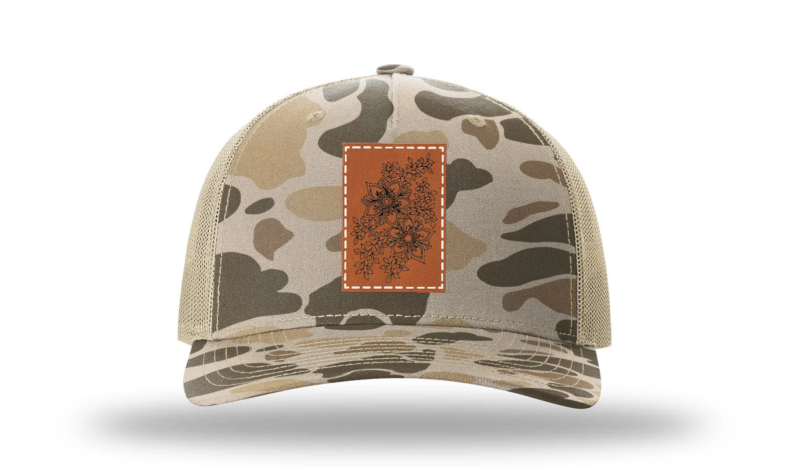 Cherry Blossom Flower Leather Patch Richardson 112PFP Hat - Image 8