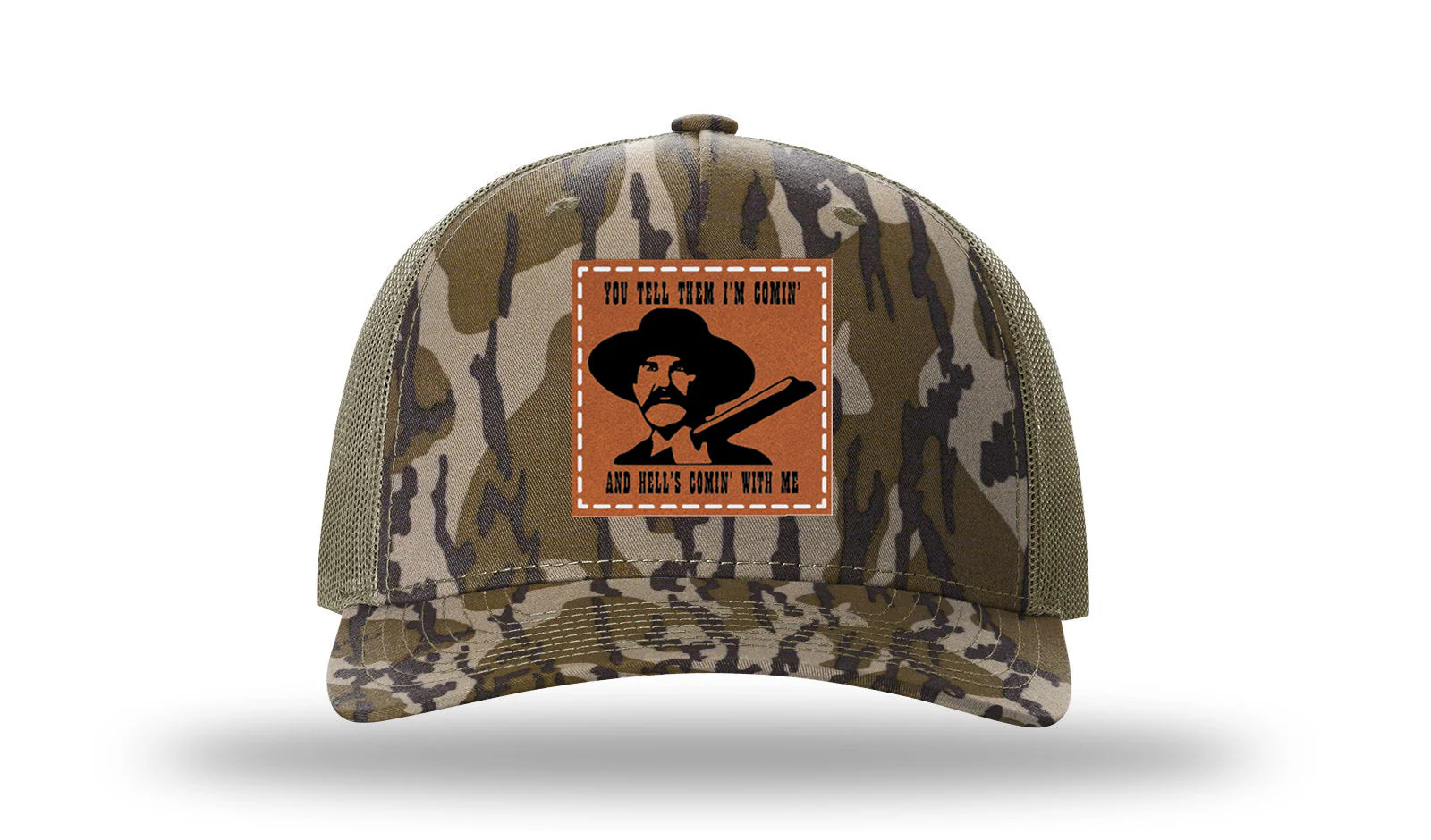 Hell's Coming Leather Patch Richardson 112PFP Hat - Image 12
