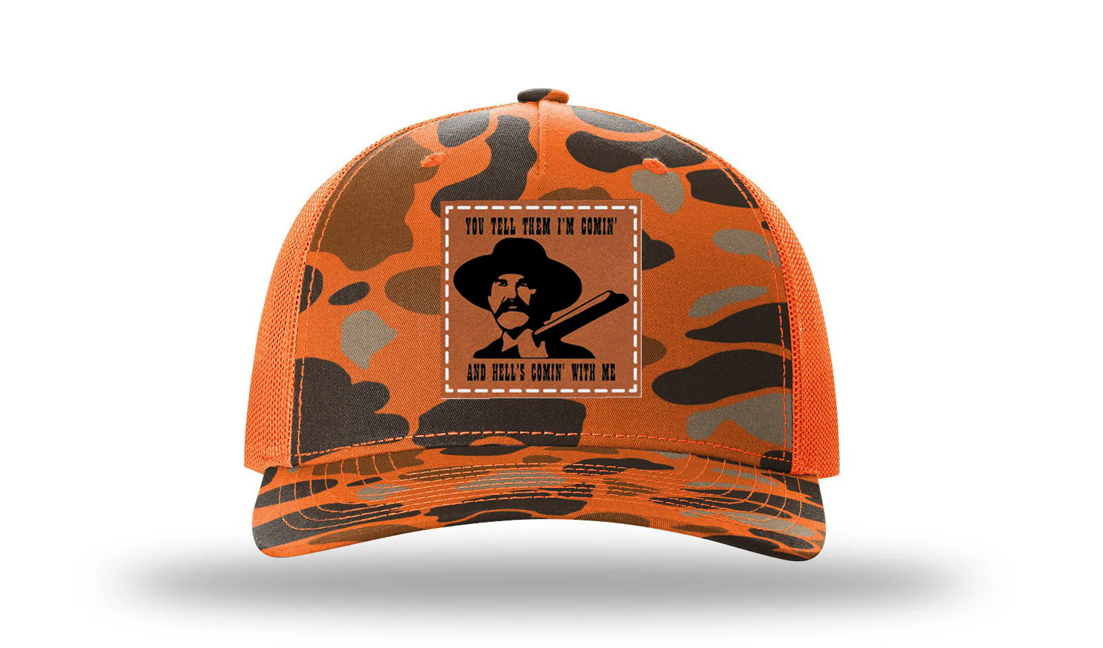 Hell's Coming Leather Patch Richardson 112PFP Hat - Image 3
