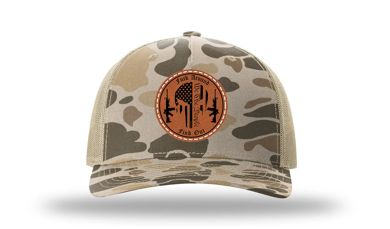 F*ck Around Find Out We The People Leather Patch Richardson 112PFP Hat - Image 8