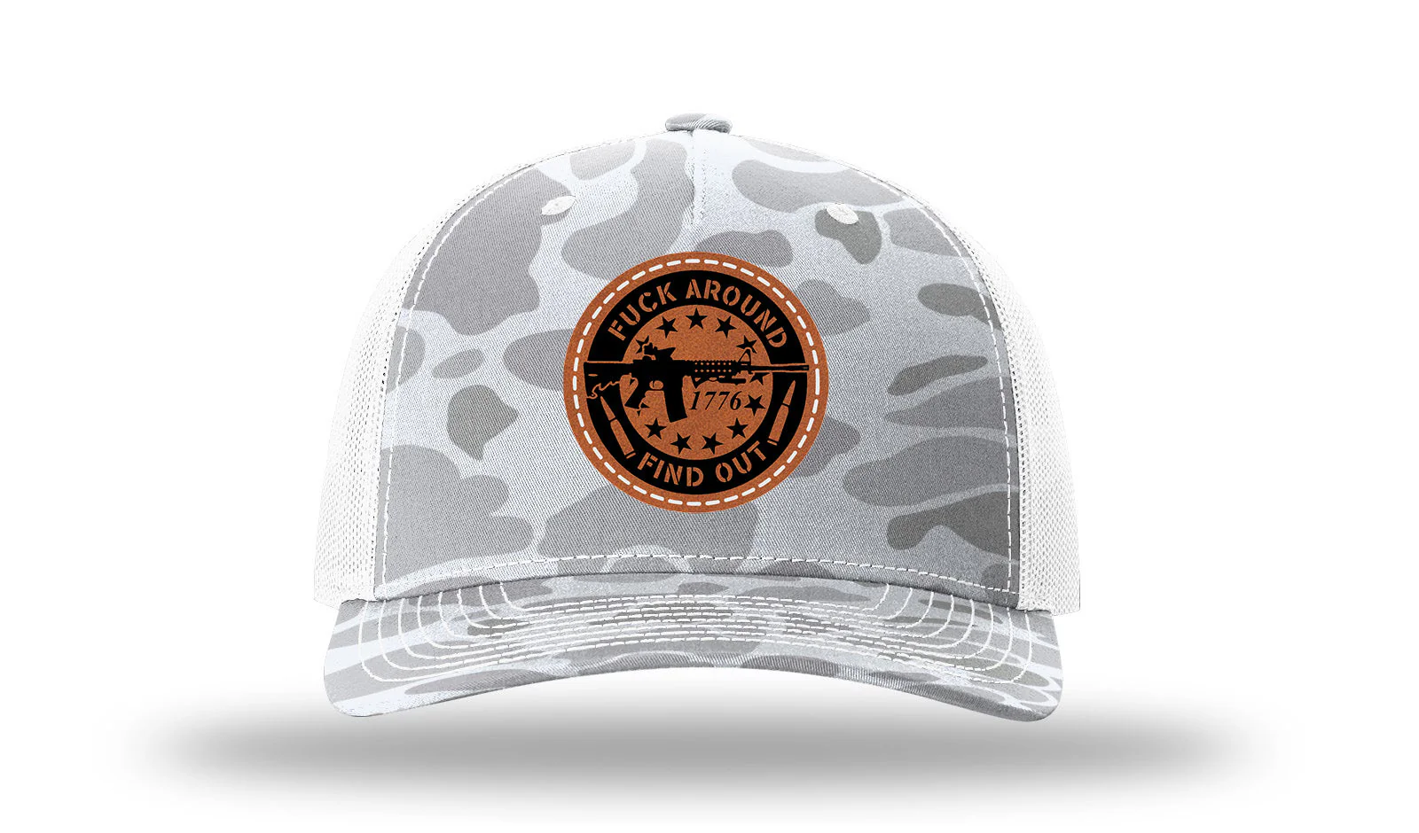 F*ck Around Find Out Leather Patch Richardson 112PFP Hat - Image 4