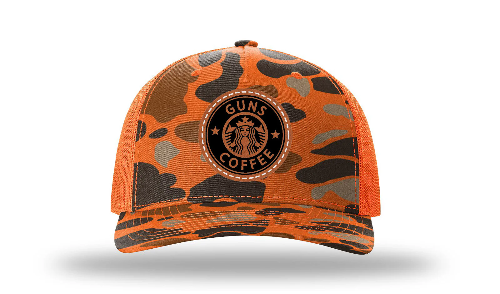 Guns & Coffee Leather Patch Richardson 112PFP Hat - Image 3