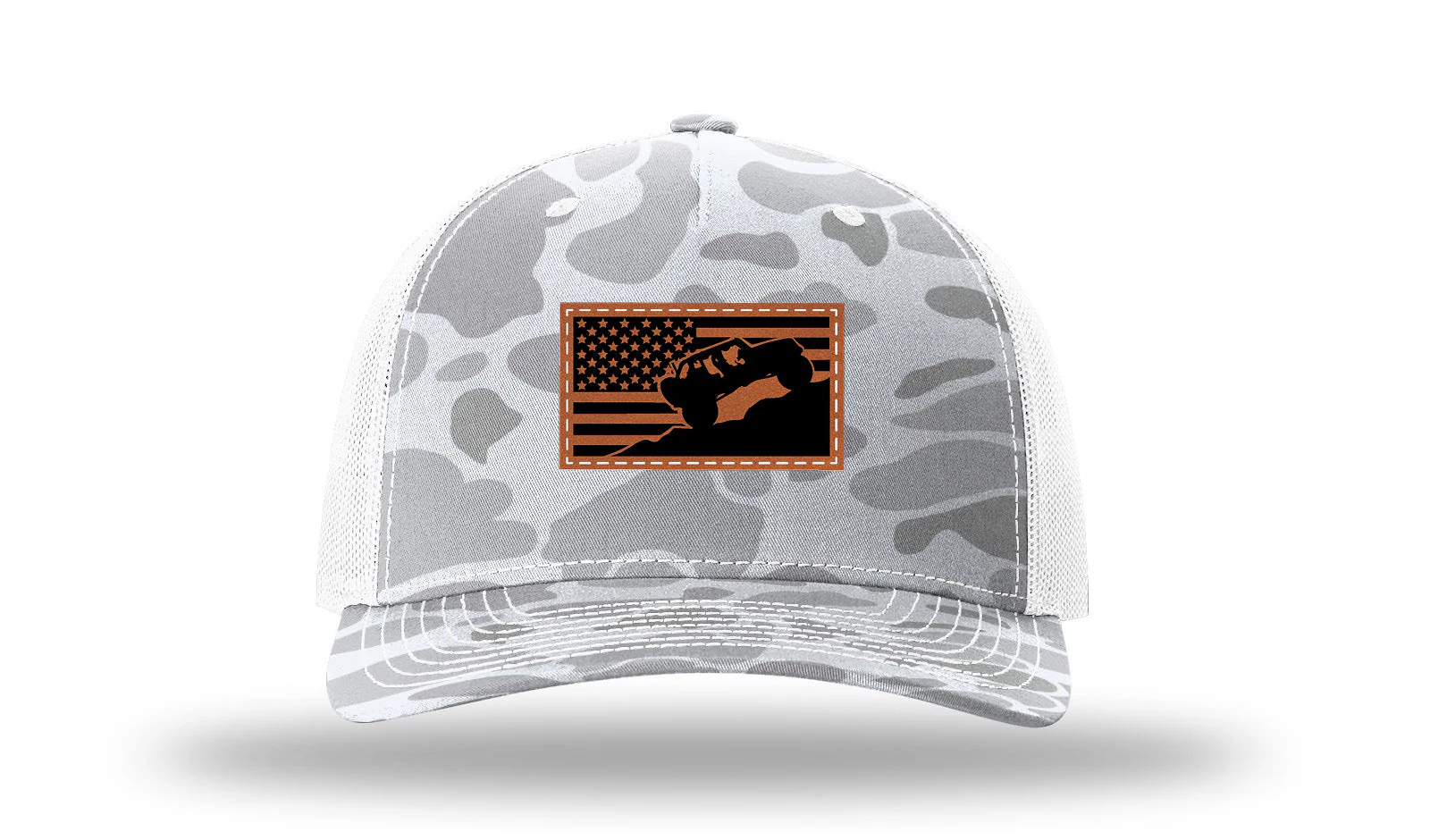 Jeep Flag 2 Leather Patch Richardson 112PFP Hat - Image 4