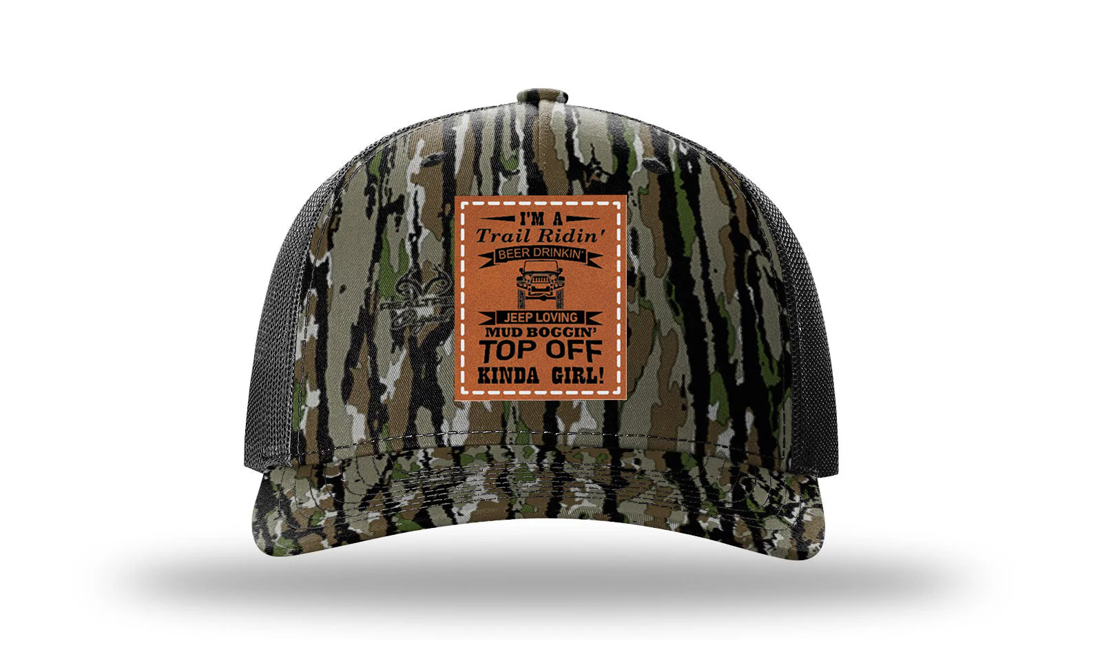 Trail Riding Jeep Girl Leather Patch Richardson 112PFP Hat - Image 14