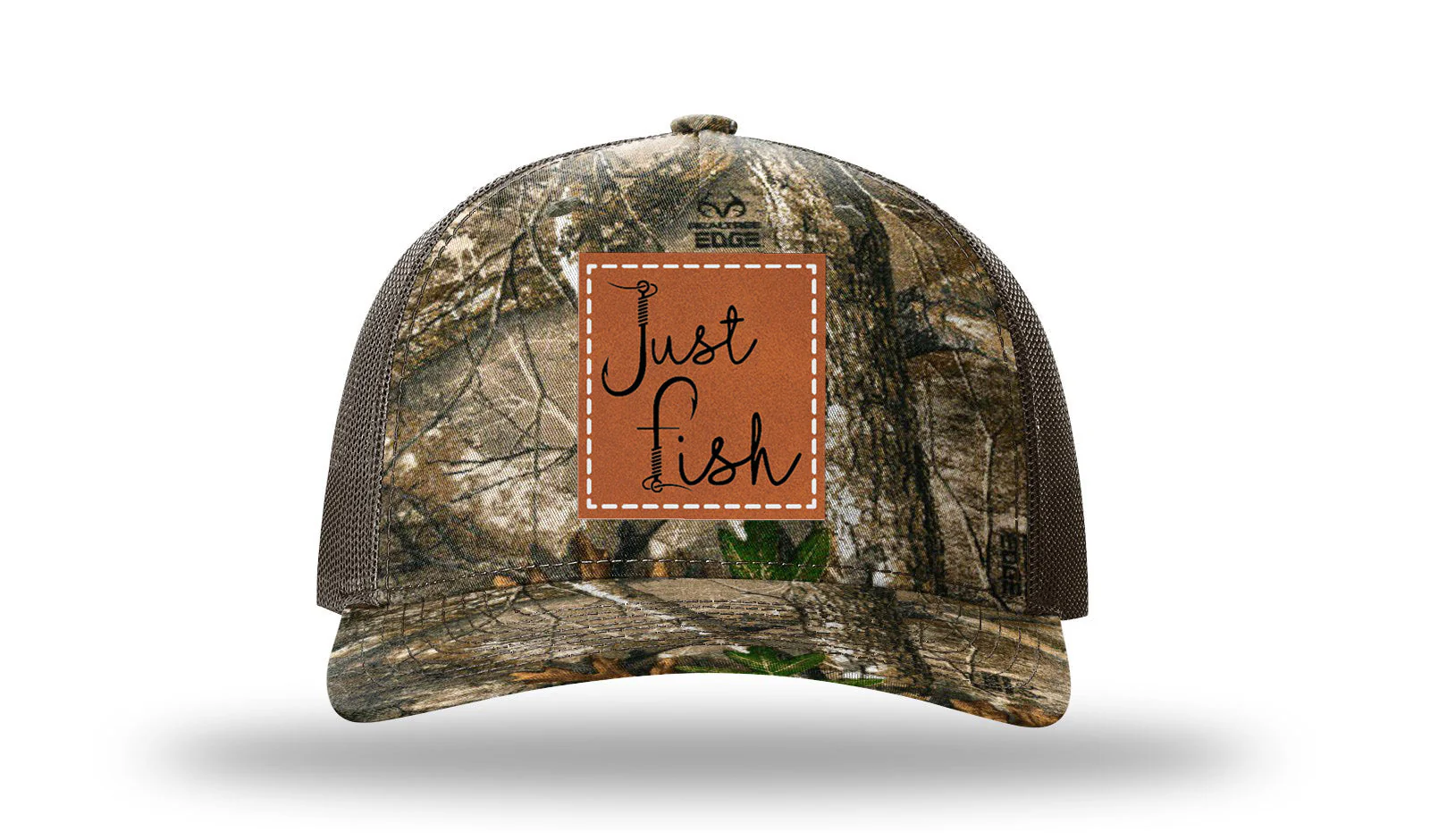 Just Fish Leather Patch Richardson 112PFP Hat - Image 13