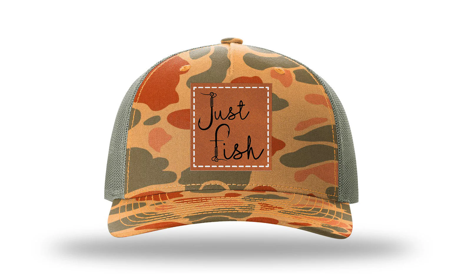 Just Fish Leather Patch Richardson 112PFP Hat - Image 17