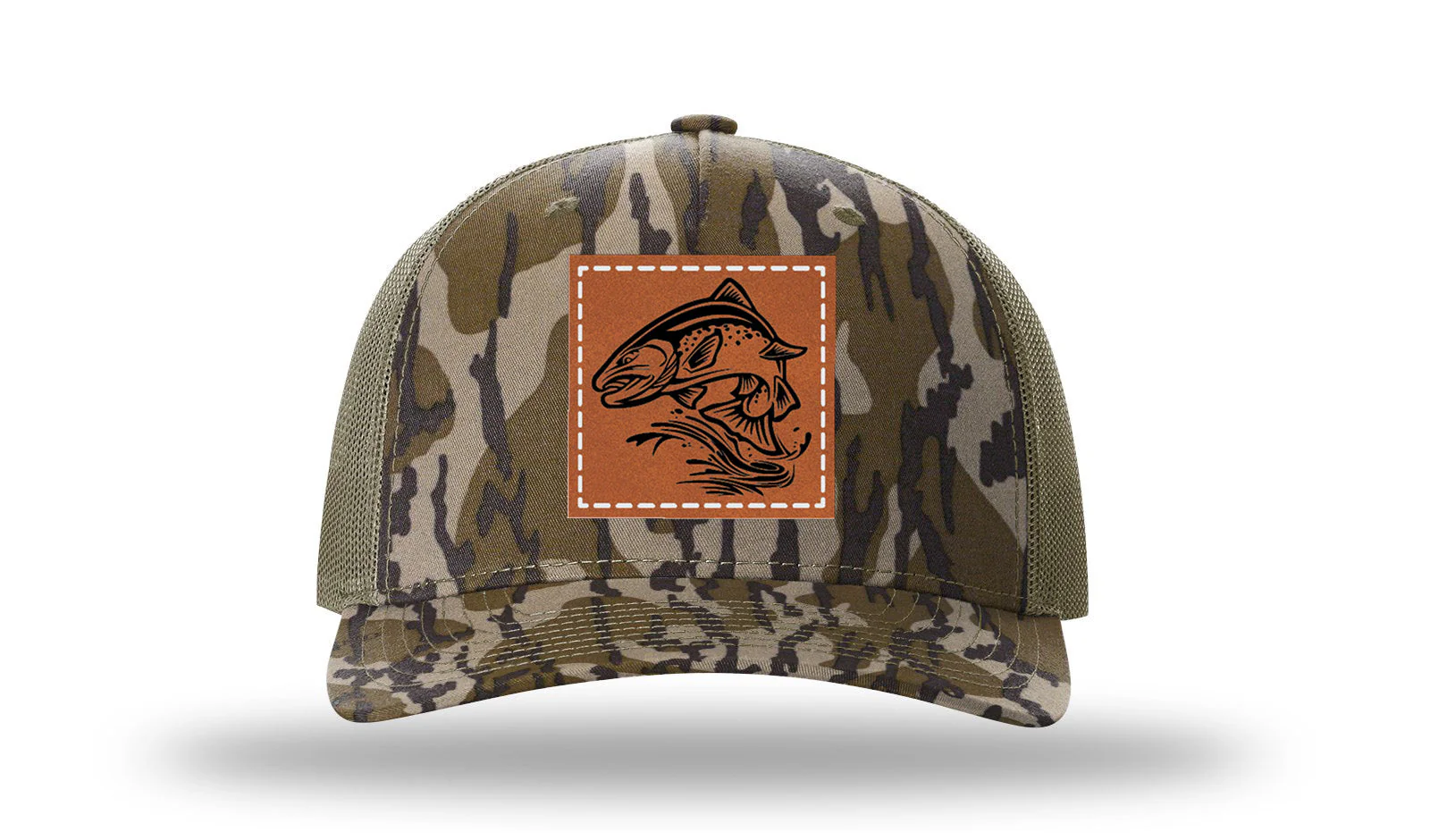Salmon Jumping Leather Patch Richardson 112PFP Hat - Image 12