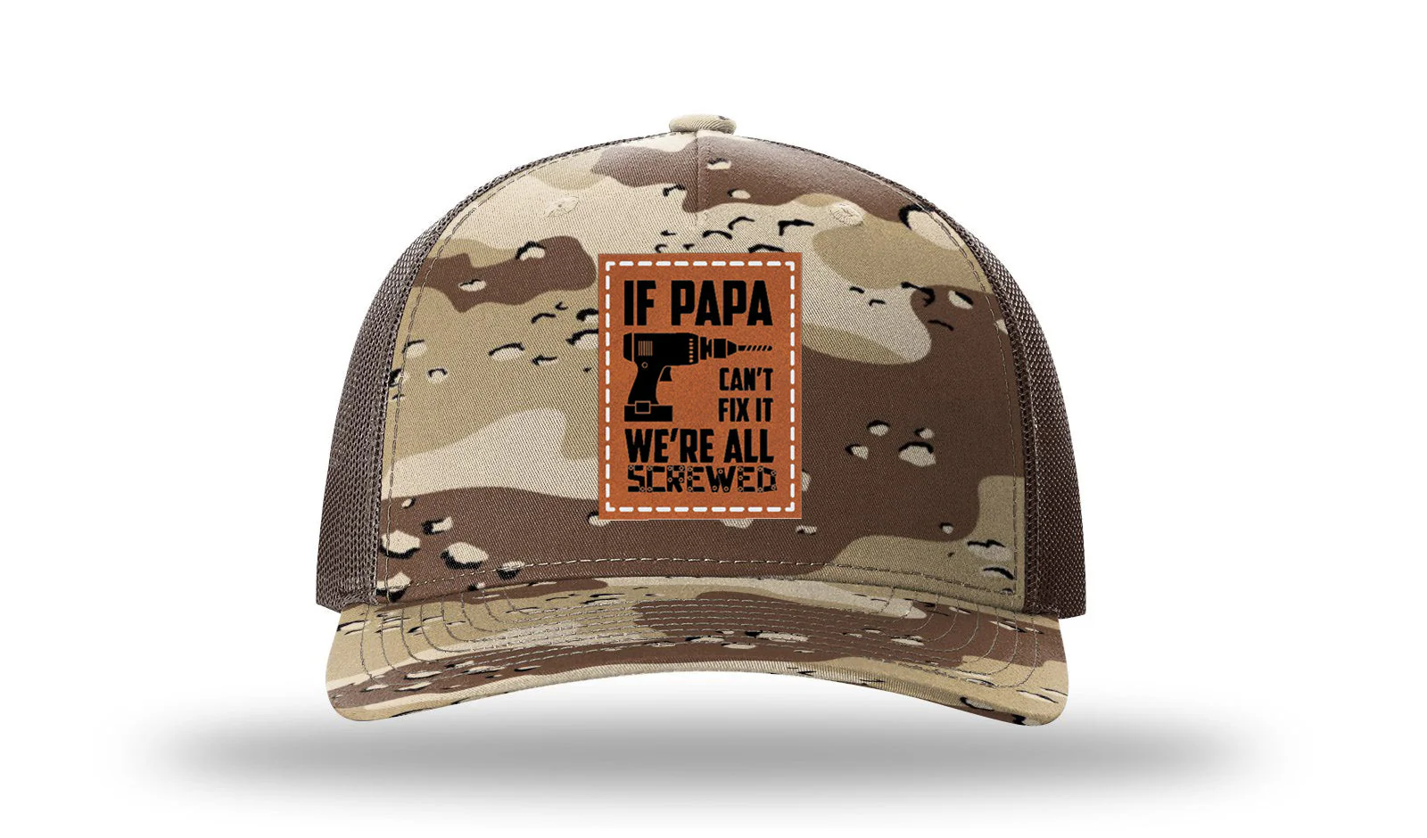 If Papa Can't Fix It Leather Patch Richardson 112PFP Hat - Image 5