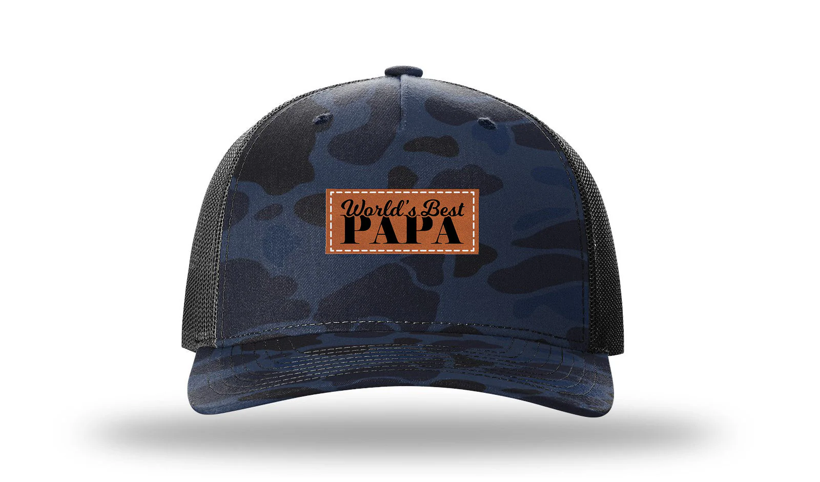 World's Best Papa Leather Patch Richardson 112PFP Hat - Image 11