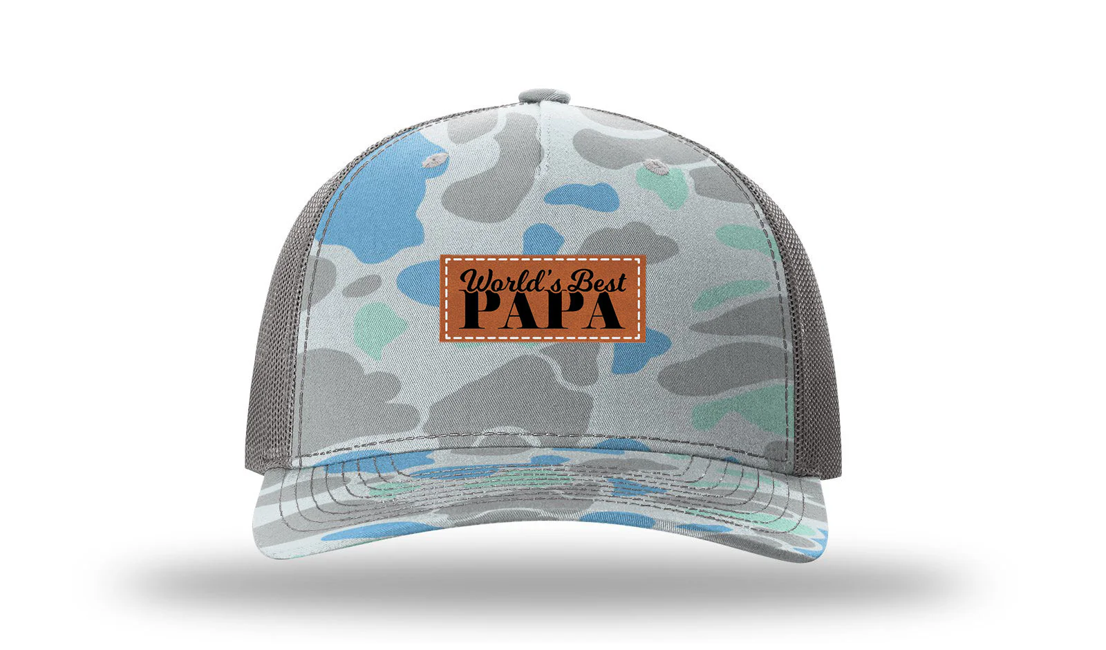 World's Best Papa Leather Patch Richardson 112PFP Hat - Image 16