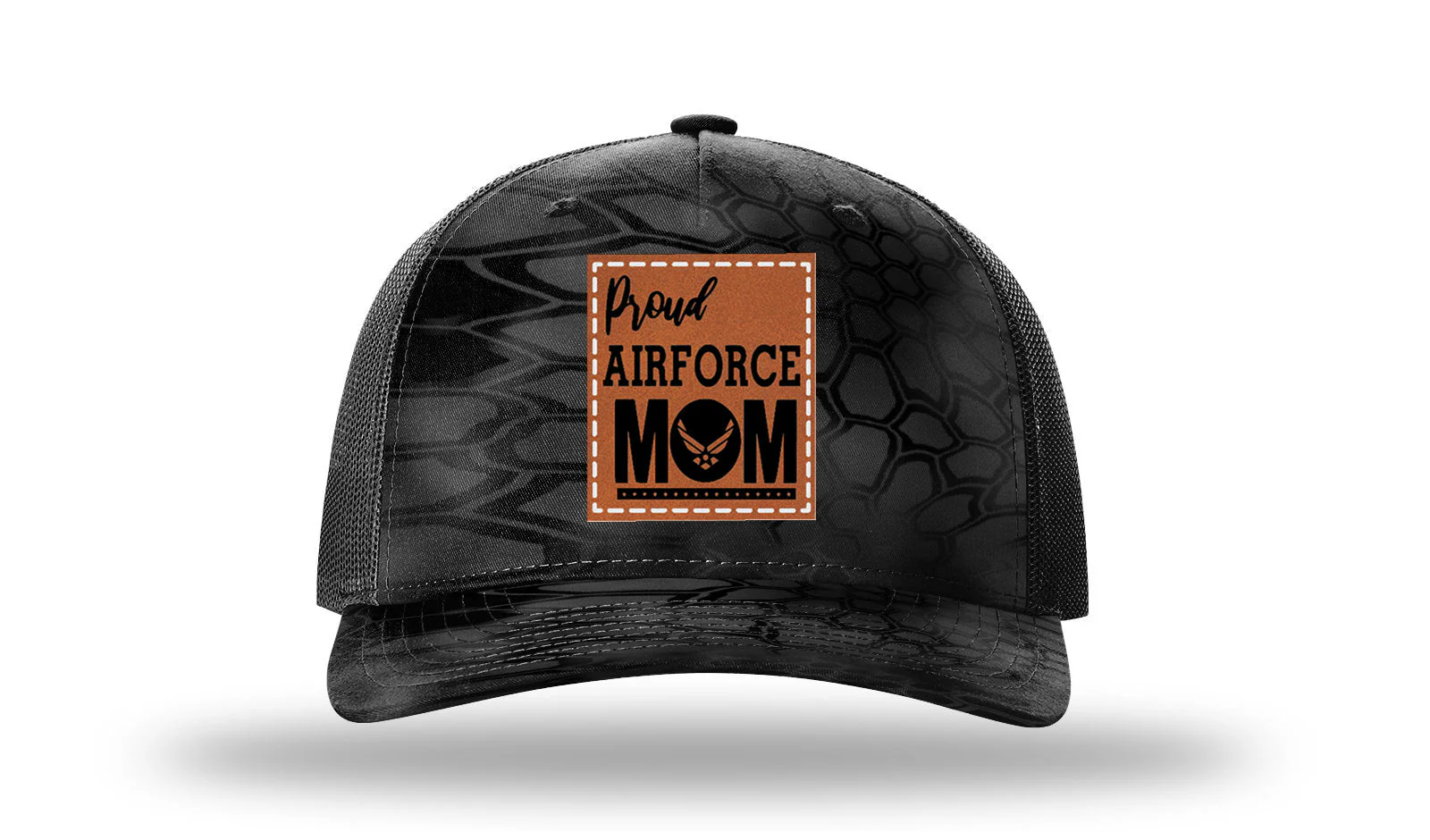 Proud Air Force Mom Leather Patch Richardson 112PFP Hat - Image 10