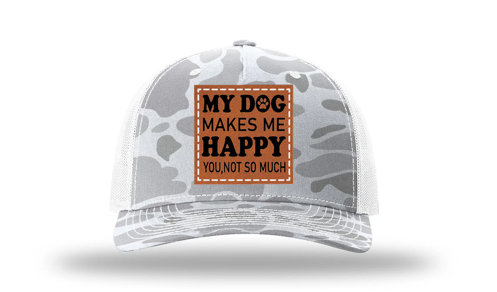 My Dog Makes Me Happy Leather Patch Richardson 112PFP Hat - Image 4
