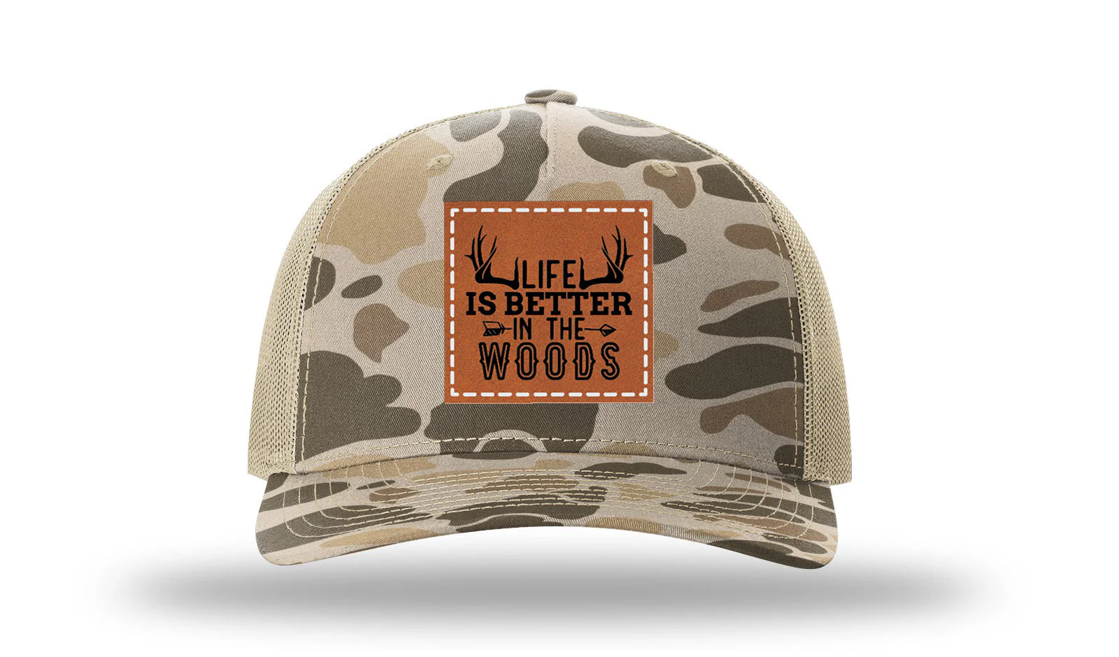 Life Is Better In The Woods Leather Patch Richardson 112PFP Hat - Image 8