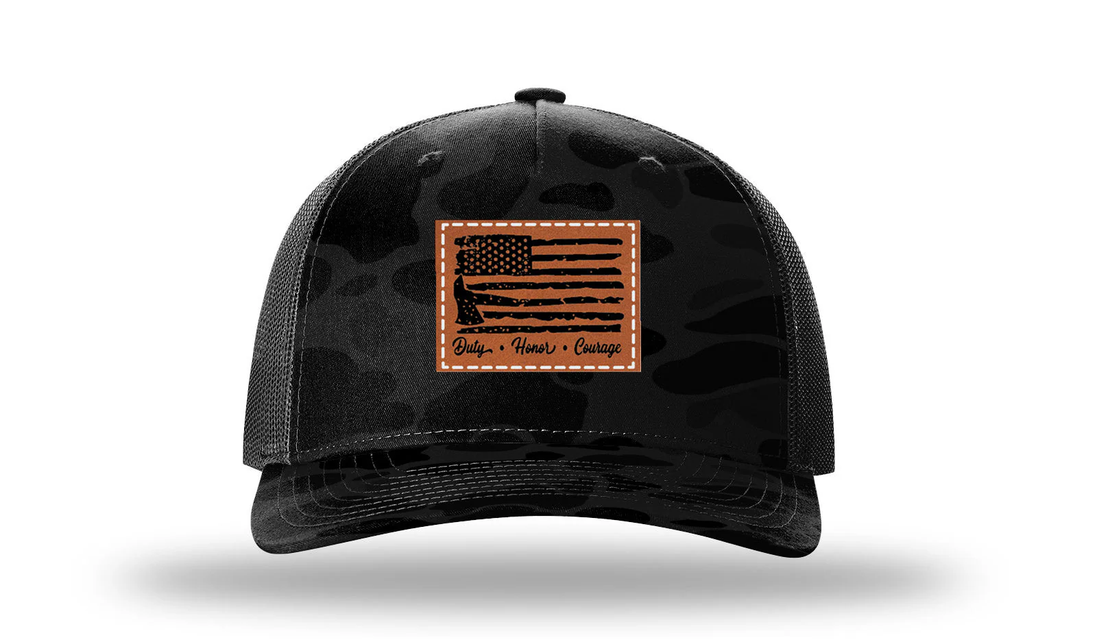 Firefighter Flag Leather Patch Richardson 112PFP Hat - Image 15