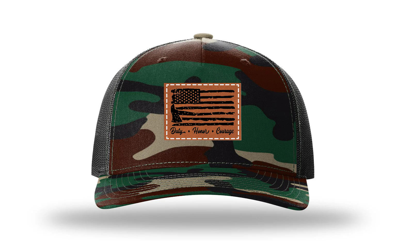 Firefighter Flag Leather Patch Richardson 112PFP Hat - Image 6